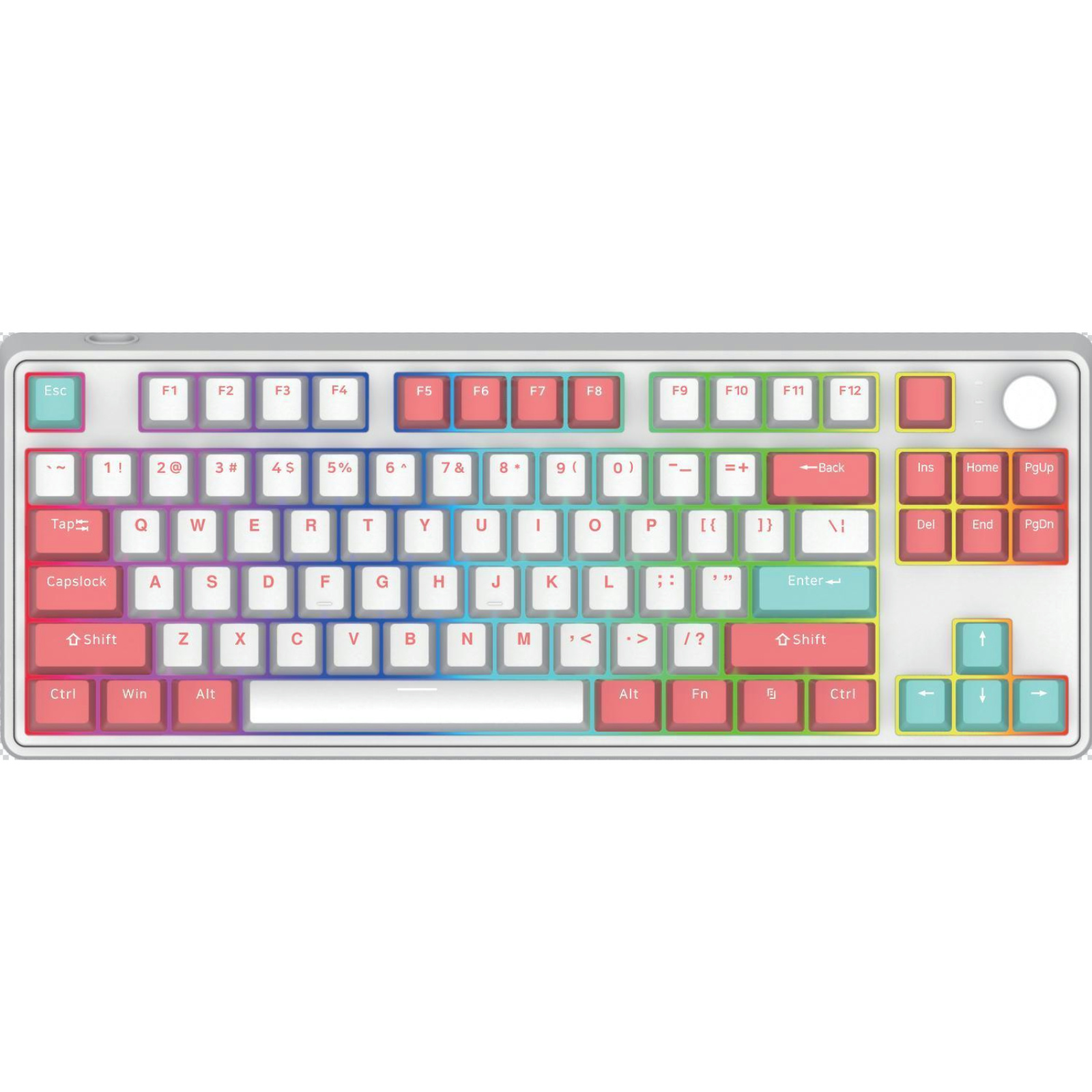 85-Key RGB Mechanical Keyboard, Hot-Swappable, Beiying 916 Chip, ABS Double-Shot Keycaps, Gasket Structure, Volume Knob, Triple Mode (Wired/Bluetooth/2.4G), 1800mAh Battery, White Painted Iron Panel, Compatible with Windows 9X/Vista/7/8/10