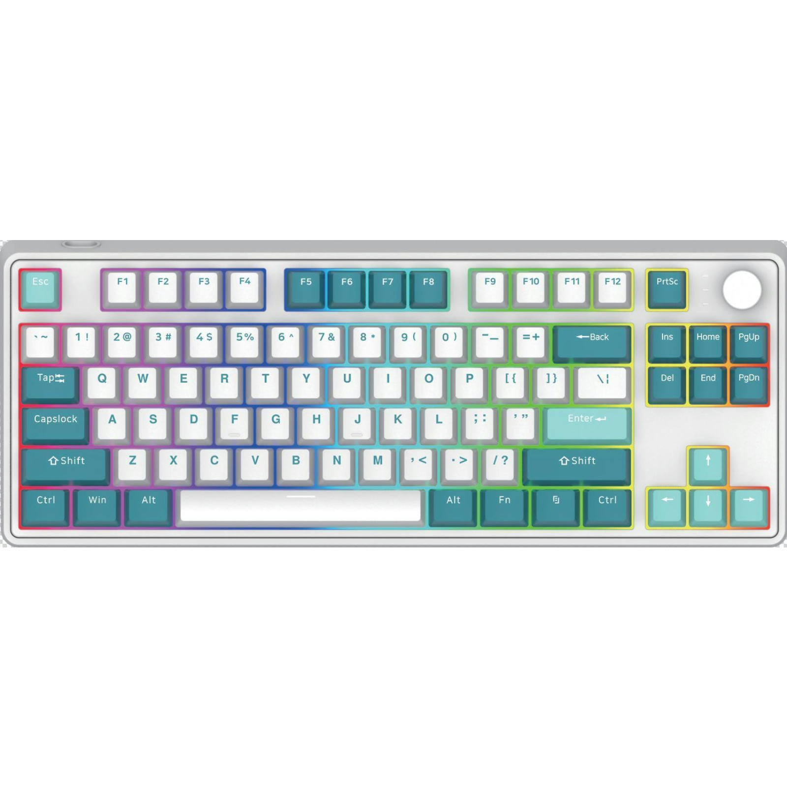 85-Key RGB Mechanical Keyboard, Hot-Swappable, Beiying 916 Chip, ABS Double-Shot Keycaps, Gasket Structure, Volume Knob, Triple Mode (Wired/Bluetooth/2.4G), 1800mAh Battery, White Painted Iron Panel, Compatible with Windows 9X/Vista/7/8/10