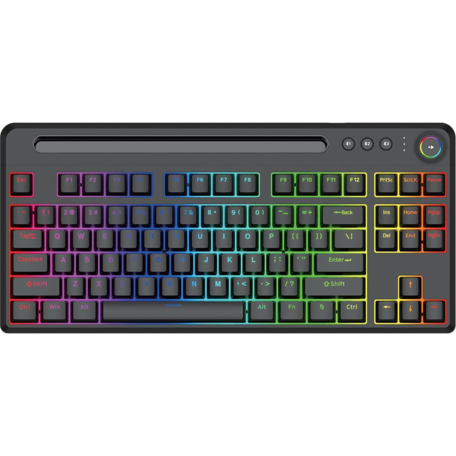 DK870 85-Key RGB Mechanical Keyboard, Hot-Swappable, Beiying 916 Chip, Gateron Switches, 3000mAh Battery, Multimedia Keys & Volume Knob, ABS Double-Shot Keycaps, RGB Backlighting, White Painted Iron Panel, Compatible with Windows 95/98/2000/XP/Vista/7/8/1