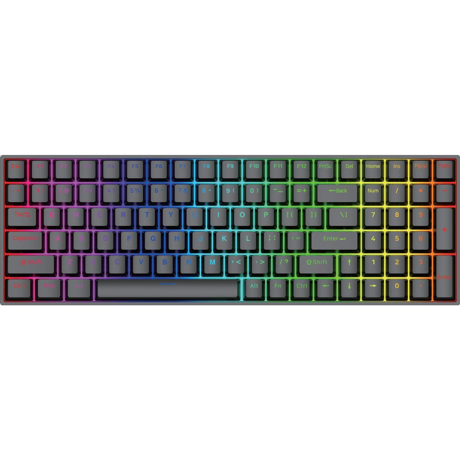 DK100 100-Key RGB Mechanical Keyboard, Hot-Swappable, Beiying 916 Chip, Gateron Switches, 1800mAh Battery, ABS Double-Shot Keycaps, RGB Backlighting, White Painted Iron Panel, Triple Mode (Wired/Bluetooth/2.4G), Compatible with Windows 9X/Vista/7/8/10