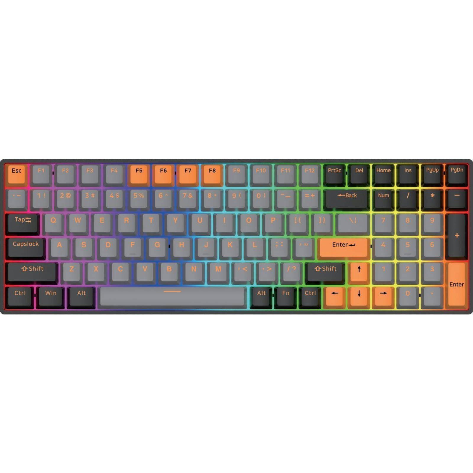 DK100 100-Key RGB Mechanical Keyboard, Hot-Swappable, Beiying 916 Chip, Gateron Switches, 1800mAh Battery, ABS Double-Shot Keycaps, RGB Backlighting, White Painted Iron Panel, Triple Mode (Wired/Bluetooth/2.4G), Compatible with Windows 9X/Vista/7/8/10