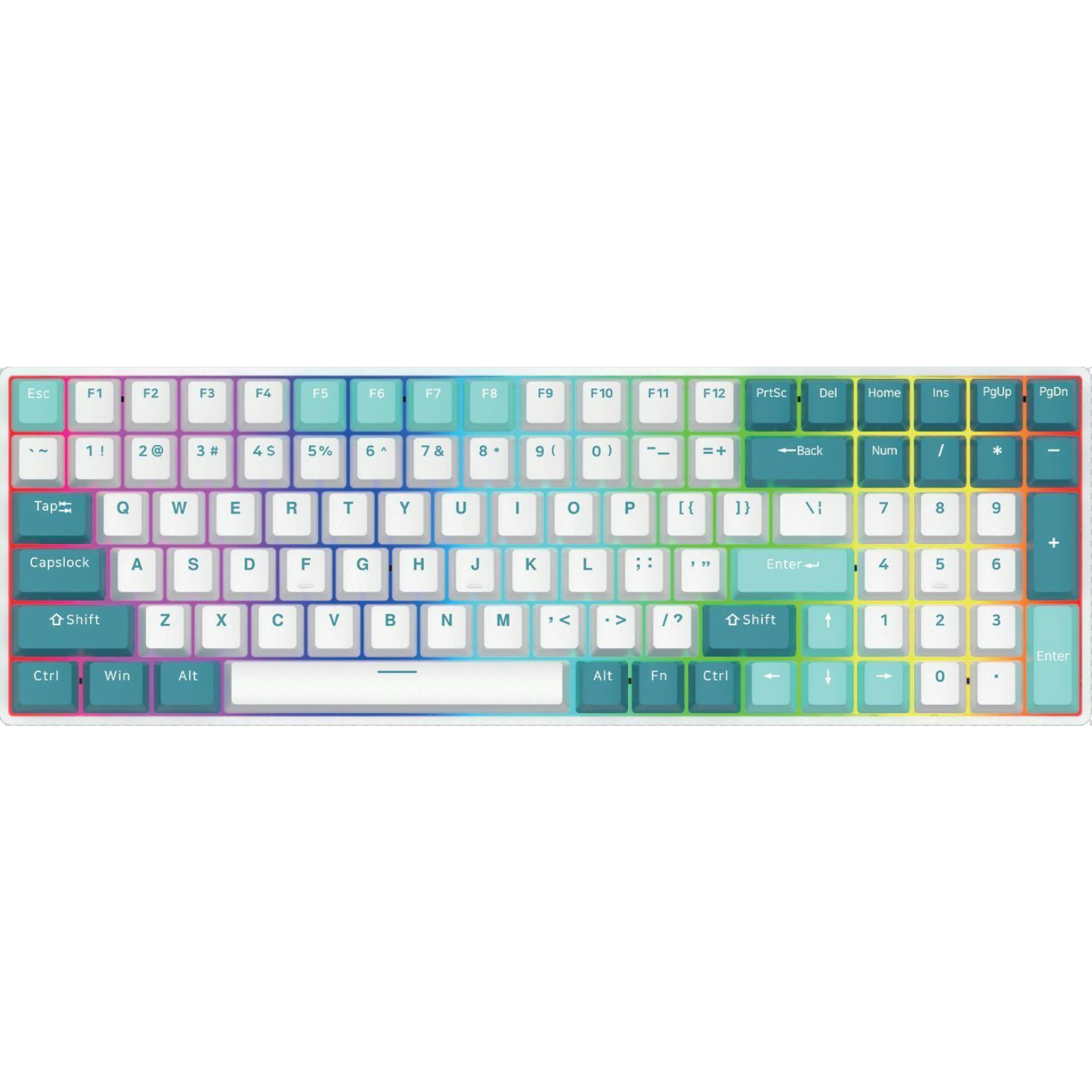 DK100 100-Key RGB Mechanical Keyboard, Hot-Swappable, Beiying 916 Chip, Gateron Switches, 1800mAh Battery, ABS Double-Shot Keycaps, RGB Backlighting, White Painted Iron Panel, Triple Mode (Wired/Bluetooth/2.4G), Compatible with Windows 9X/Vista/7/8/10