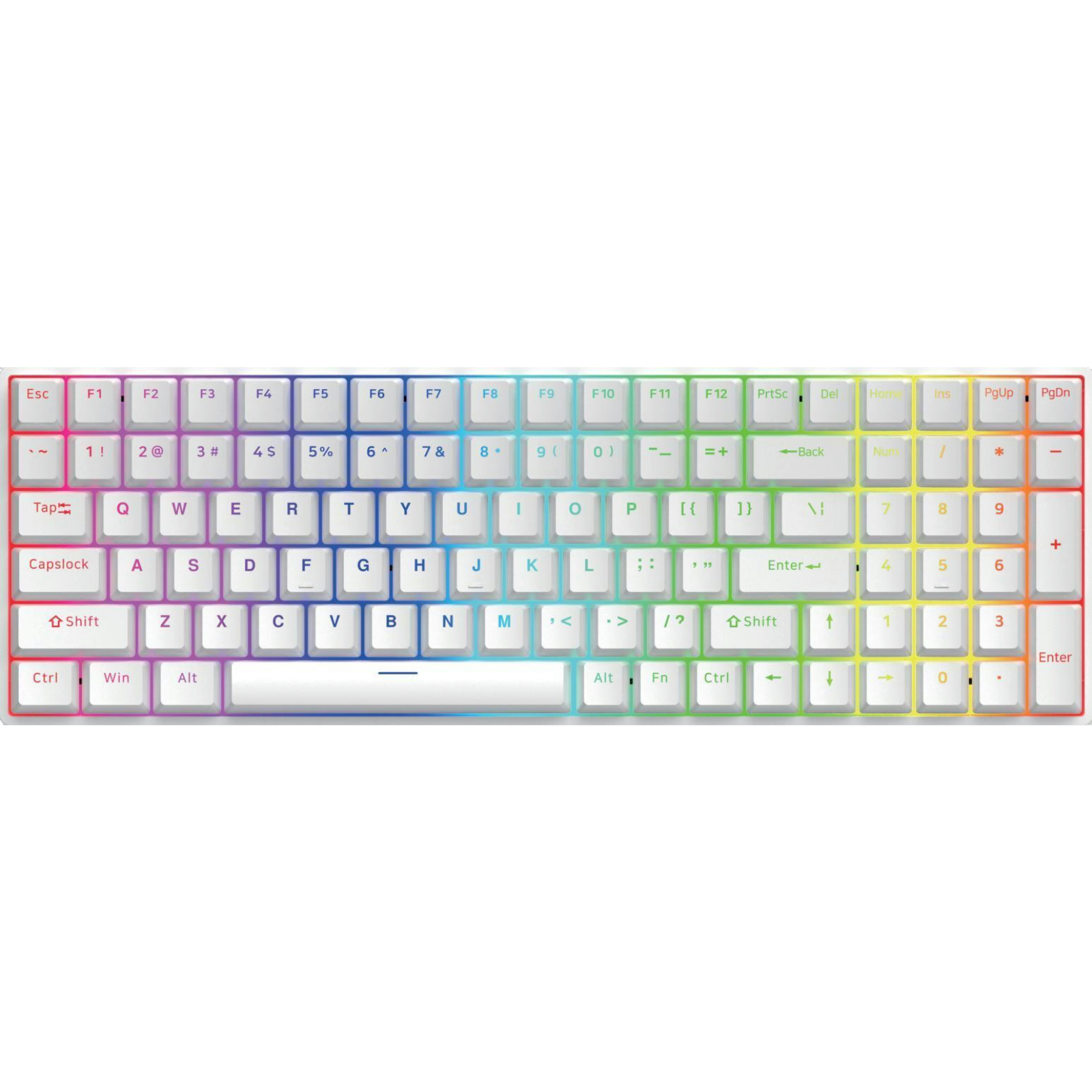 DK100 100-Key RGB Mechanical Keyboard, Hot-Swappable, Beiying 916 Chip, Gateron Switches, 1800mAh Battery, ABS Double-Shot Keycaps, RGB Backlighting, White Painted Iron Panel, Triple Mode (Wired/Bluetooth/2.4G), Compatible with Windows 9X/Vista/7/8/10