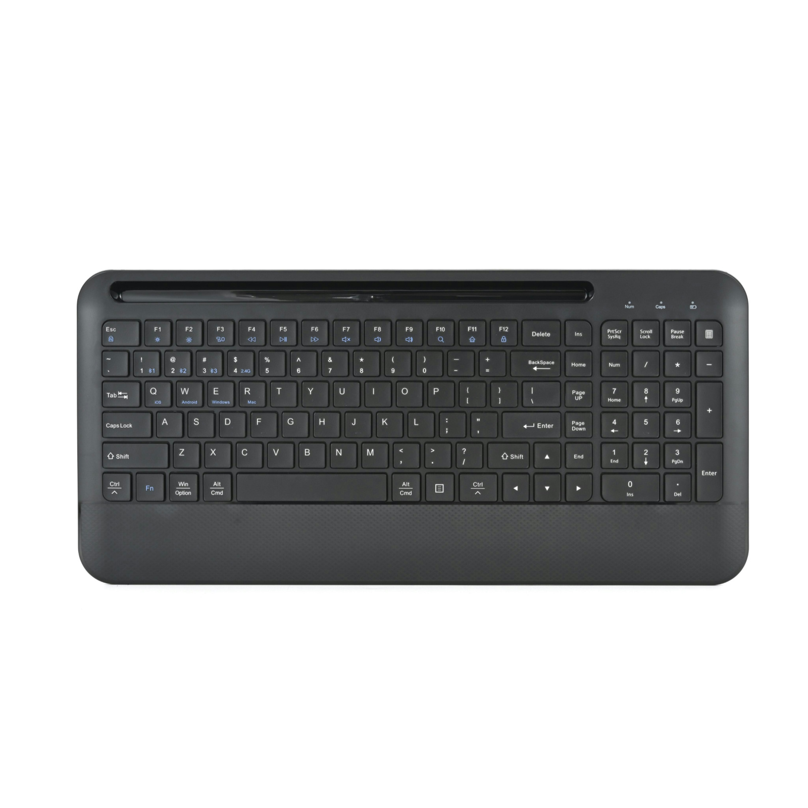 Wireless Keyboard with  Phone Holder, Phone Keyboard with Multi-Device (BT+2.4GHz) Lag-Free Keyboard with Phone Holder, Compatible with Mac OS, iOS, Windows, Android