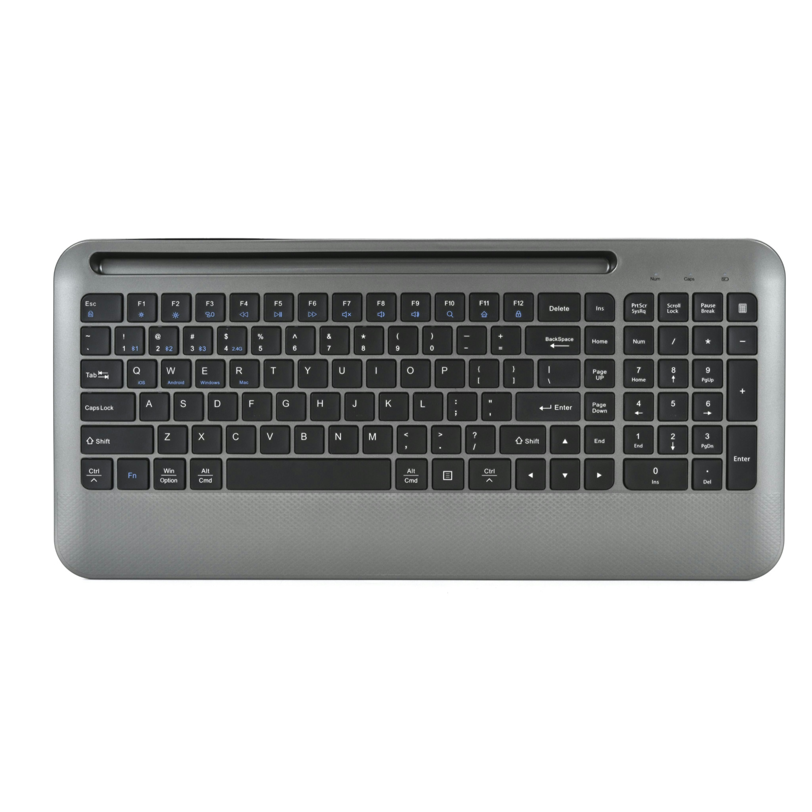 Wireless Keyboard with  Phone Holder, Phone Keyboard with Multi-Device (BT+2.4GHz) Lag-Free Keyboard with Phone Holder, Compatible with Mac OS, iOS, Windows, Android