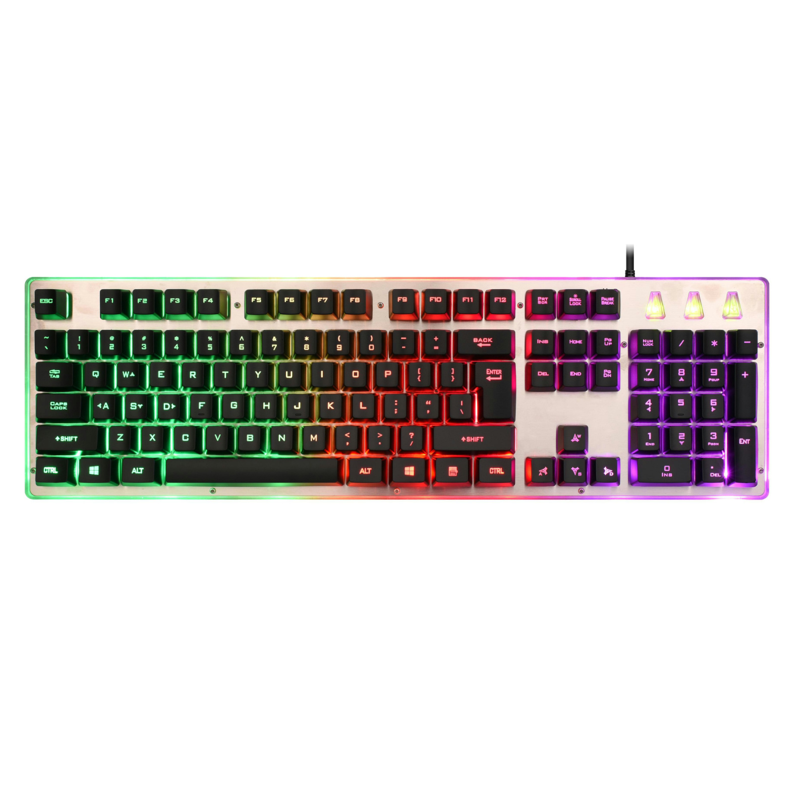 Gaming Keyboard with High/Low Keycaps, ABS Transparent Keycaps, 116M Chip, Stainless Steel Panel, Single-Path Rainbow Backlighting, Copper-Clad Steel Cable, Compatible with PC/Mac