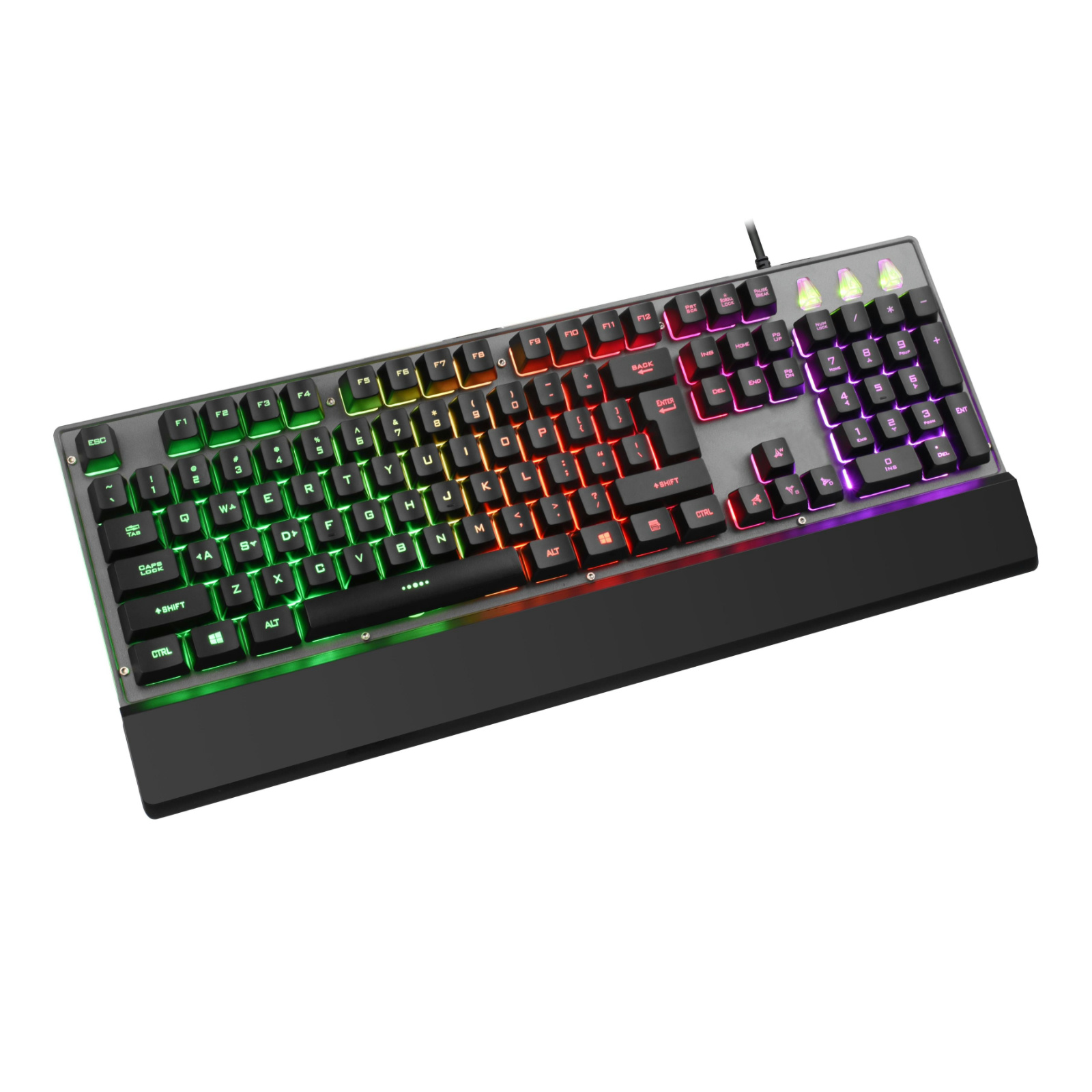 Gaming Keyboard with High/Low ABS Transparent Keycaps, 116M Chip, Single-Path Rainbow Backlighting, Copper-Clad Steel Cable, Stainless Steel Panel,  Compatible with PC/Mac