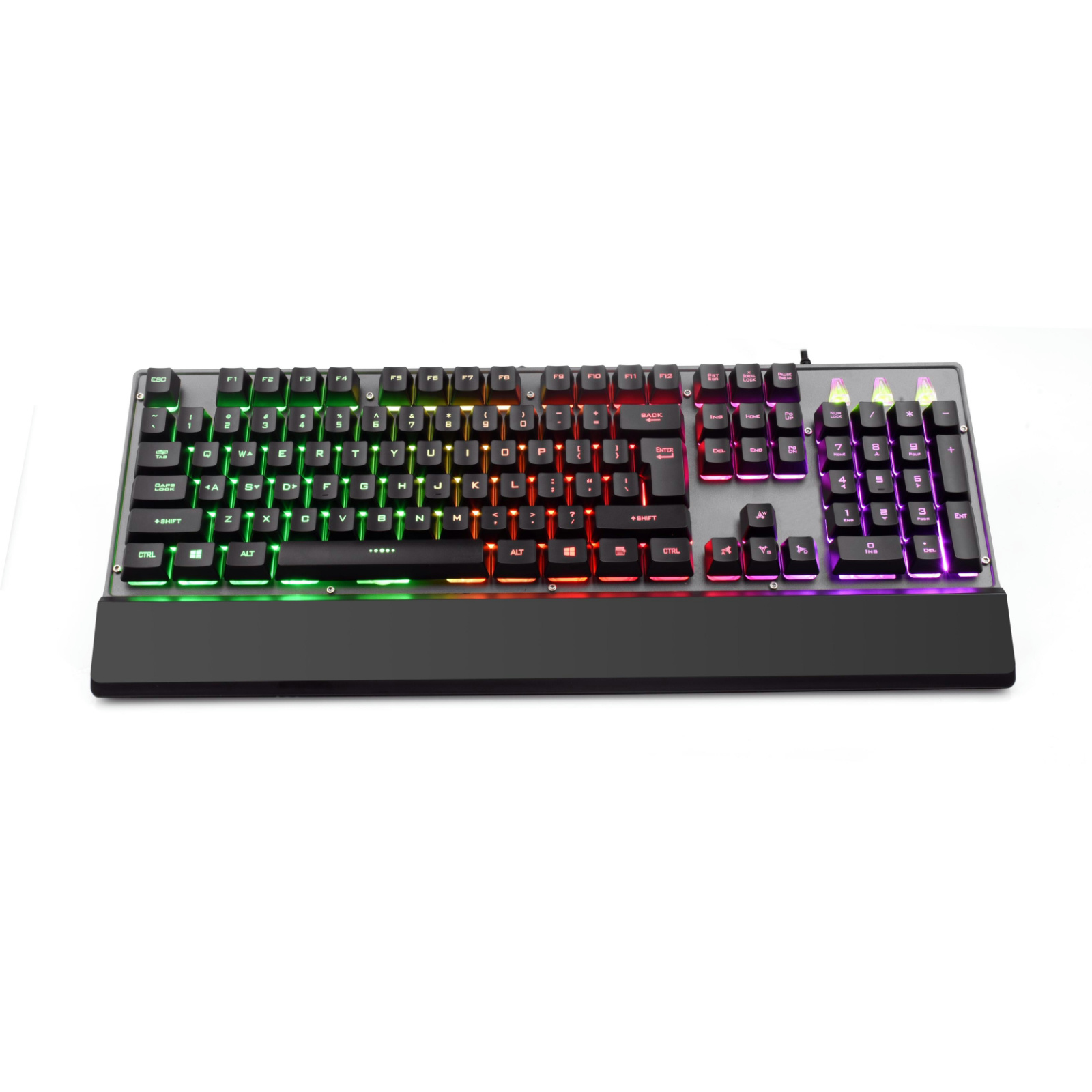 Gaming Keyboard with High/Low ABS Transparent Keycaps, 116M Chip, Single-Path Rainbow Backlighting, Copper-Clad Steel Cable, Stainless Steel Panel,  Compatible with PC/Mac