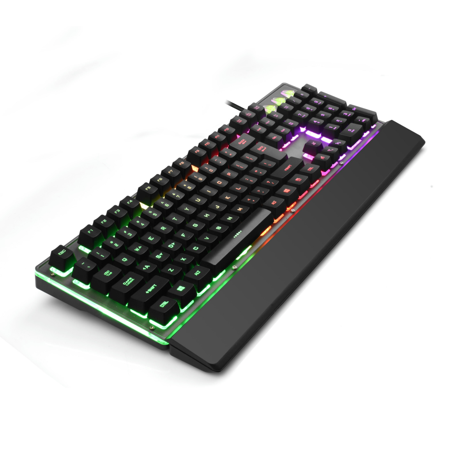 Gaming Keyboard with High/Low ABS Transparent Keycaps, 116M Chip, Single-Path Rainbow Backlighting, Copper-Clad Steel Cable, Stainless Steel Panel,  Compatible with PC/Mac