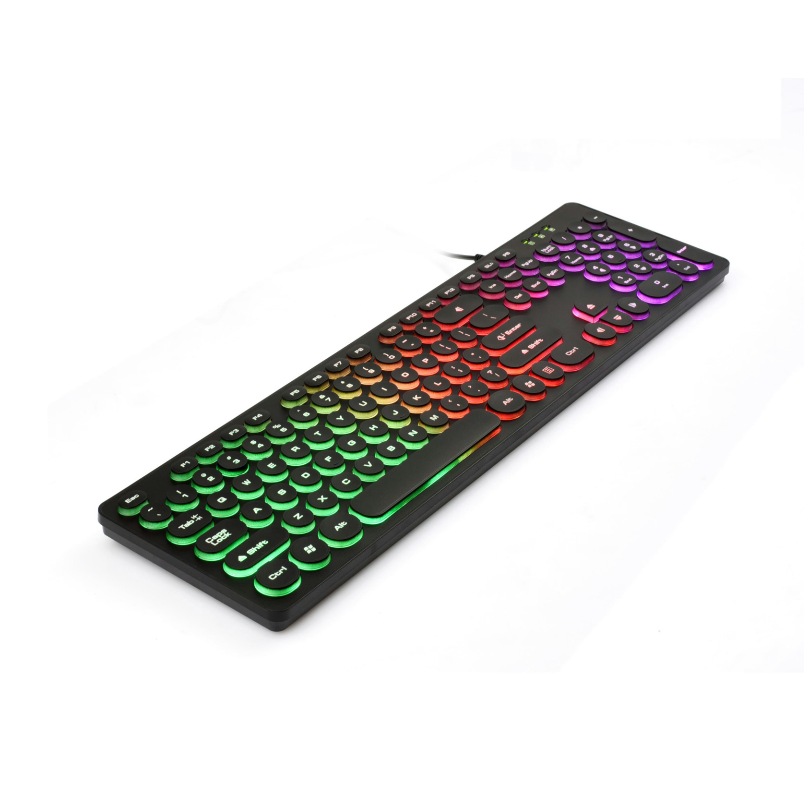 Gaming Keyboard with RGB Rainbow Backlight, ABS Transparent Keycaps, 116 Chip, Silver Paste Conductive Film, FN Multimedia Keys, Copper-Plated Steel Cable, 1.5m Cable, Adjustable Brightness