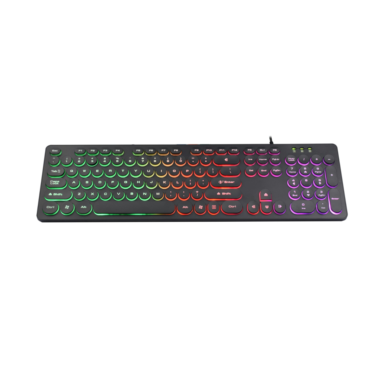 Gaming Keyboard with RGB Rainbow Backlight, ABS Transparent Keycaps, 116 Chip, Silver Paste Conductive Film, FN Multimedia Keys, Copper-Plated Steel Cable, 1.5m Cable, Adjustable Brightness